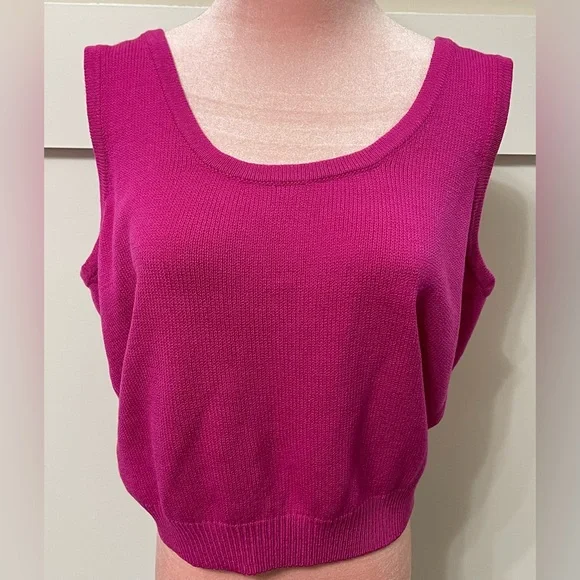 St. John Raspberry Pink 2-Piece Set Knit Sweater & Cardigan Size Large